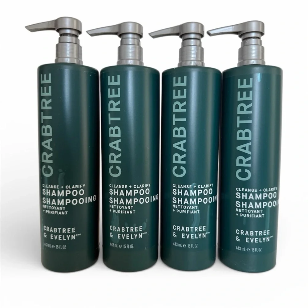 CRABTREE & EVELYN CLEANSE + CLARIFY SHAMPOO 15 oz | Set of 4 | Pump Bottles - Picture 7 of 8